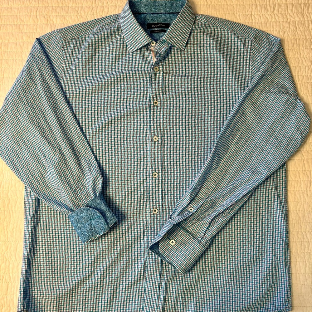 Bugatchi Classic Fit Blue Dress Shirt